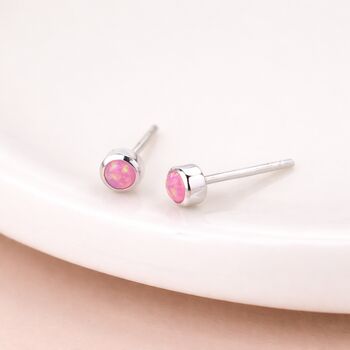Sterling Silver Pink Opal Micro Stud Earrings – 3mm, 2 of 7