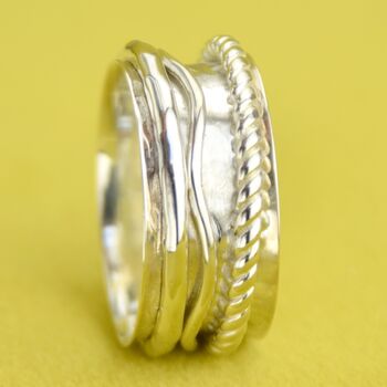 Sterling Silver Triple Band Spinning Ring, 3 of 8