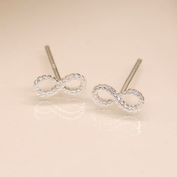 Sterling Silver Infinity Stud Earrings, 5 of 7