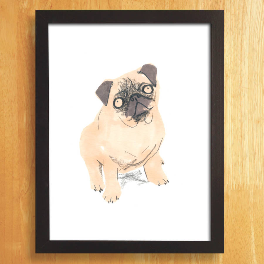 pug dog print by jo clark design