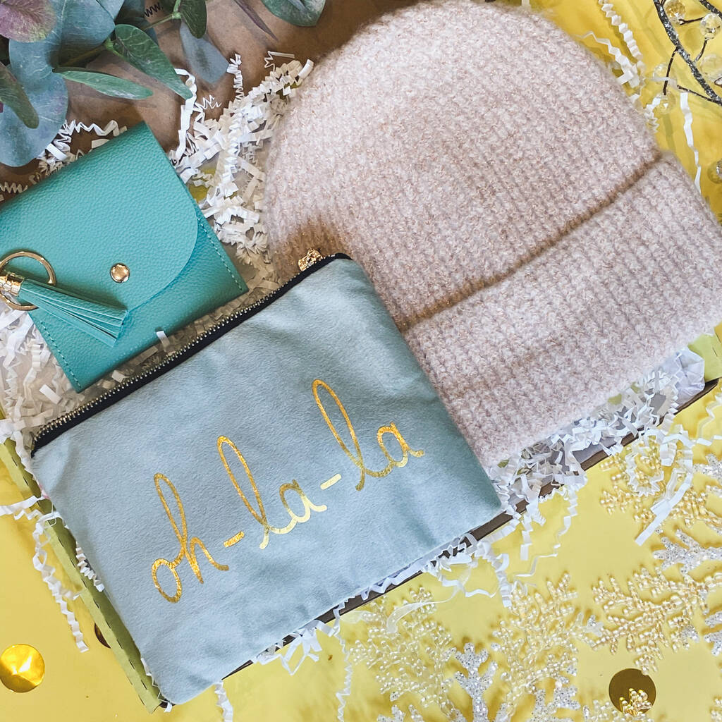 Women's Accessories Gift, Earrings, Makeup Bag, Hat By Hello Gifts UK