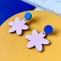 Statement Wooden Flower Stud Earrings, thumbnail 5 of 9