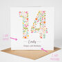 Floral Fun Personalised 14th Birthday Card, thumbnail 2 of 5