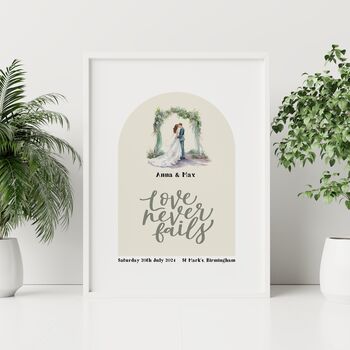 Personalised Wedding Print Love Never Fails One, 6 of 9