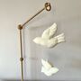 Linen Flying Birds Mobile Neutral Nursery Decor, thumbnail 2 of 6