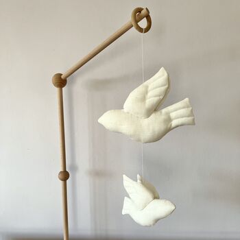 Linen Flying Birds Mobile Neutral Nursery Decor, 2 of 6