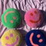 Handmade Tufted Yellow And Pink Smiley Face Cushion, thumbnail 2 of 5