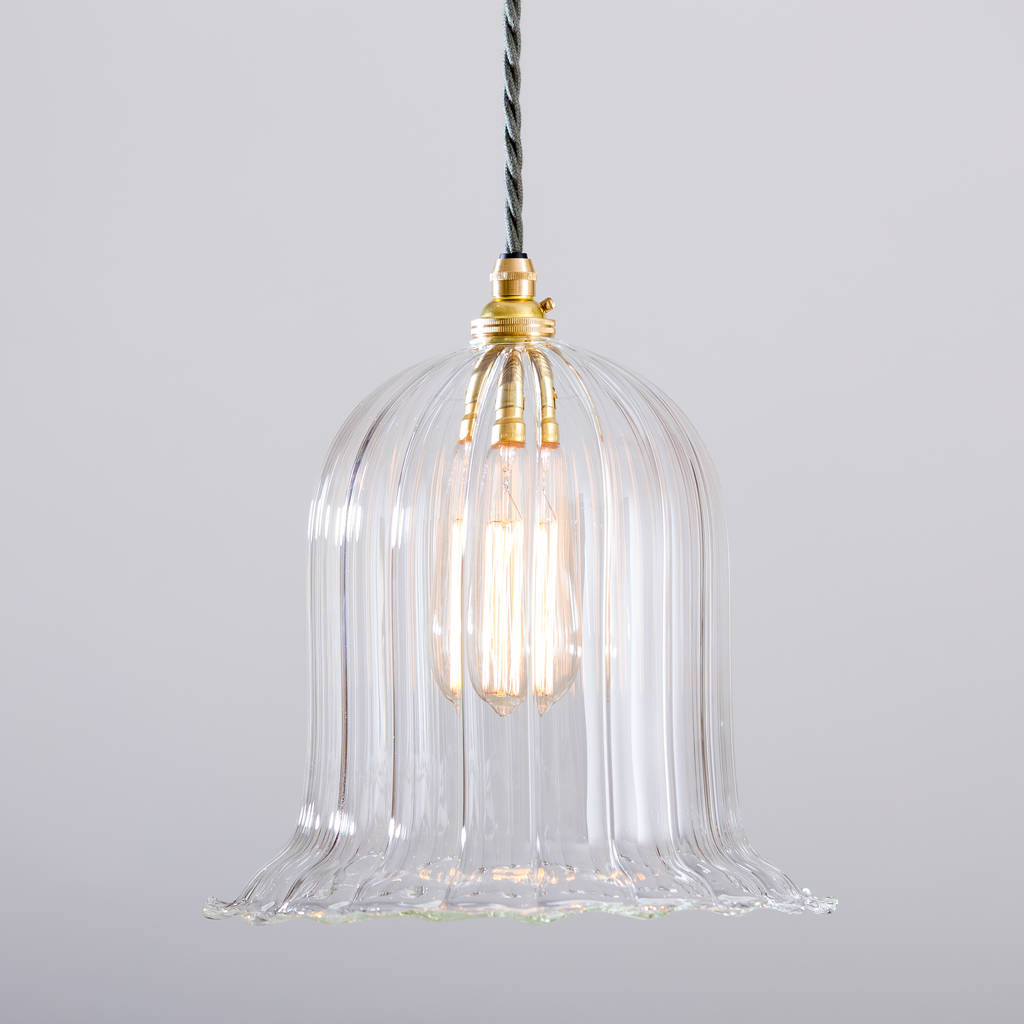 Humphrey Ribbed Clear Glass Pendant Light By Glow Lighting Large Humphrey Small Ribbed Glass