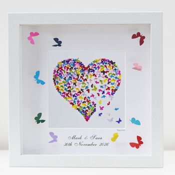 Framed Personalised Butterfly Heart Newborn Gift, 2 of 4