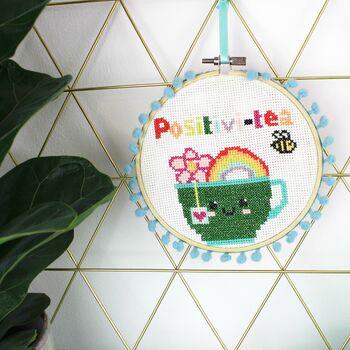 Rainbow Positivi Tea Cross Stitch Kit For Adults, 2 of 12