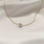 Minimalist Single White Pearl Drop Floating Necklace, thumbnail 2 of 4