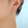 Tiny Blue Opal Coin Ear Threader Earrings, thumbnail 1 of 9