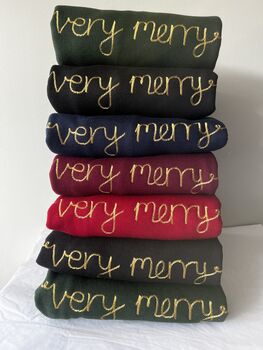 Very Merry Embroidered Christmas Jumper, 2 of 6