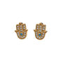 Gold Fatima Stud Earrings With Turquoise, thumbnail 4 of 4