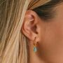 December Birthstone Turquoise Gold Plated Huggie Hoop Earrings, thumbnail 1 of 12
