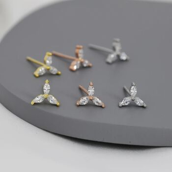 Marquise Cz Stud Earrings In Sterling Silver, 4 of 12