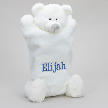 Personalised Embroidery Cream Bear Hot Water Cover Nb, 3 of 7
