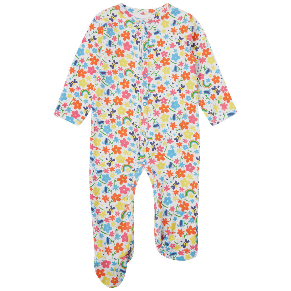 Footed Sleepsuit Rainbow Meadow By Piccalilly | notonthehighstreet.com