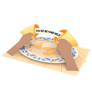 Un Fortunate Cookie 3D Pop Up Funny Birthday Wish 'You're Beyond Help' Card, 5 of 8