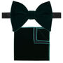 Mens Green Oversized Velvet Bow Tie And Pocket Square, thumbnail 2 of 6