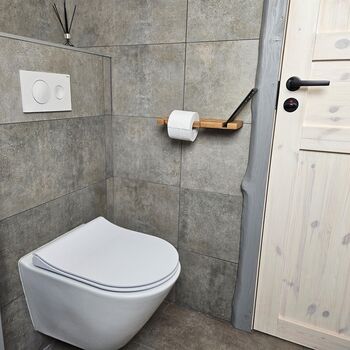 Luxury Toilet Paper Rack Oak Wood, 5 of 10