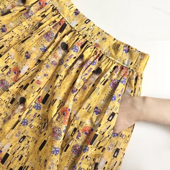 The Kiss Cotton Midi Skirt, Art Print Skirt, 3 of 5