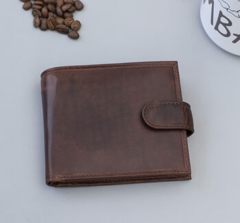 Personalised Mens Tan And Brown Leather Wallet Rfid, 2 of 11