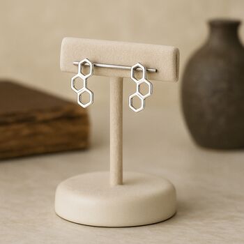 Sterling Silver Honeycomb Stud Earrings, 4 of 9
