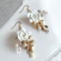 White Flower Bridal Earrings, thumbnail 1 of 5