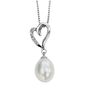 Sterling Silver Heart And Pearl Necklace With Crystals, thumbnail 1 of 4