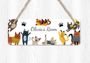 Personalised Cat Lovers Door Sign, Kids Bedroom Decor, 2 of 2