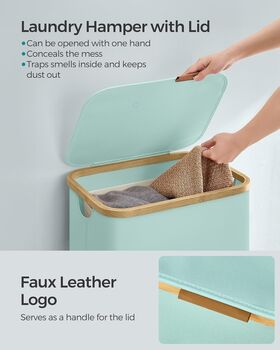 Slim Laundry Basket Hamper With Lid, 3 of 8