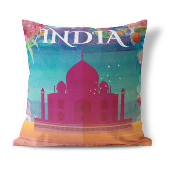 India, Taj Mahal Travel Themed Cushion, 2 of 2