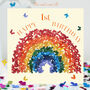Rainbow First Birthday Card, Butterfly Card, thumbnail 1 of 8