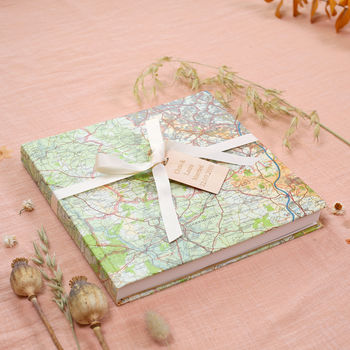 Personalised Map Location Wedding Guest Book, 6 of 8