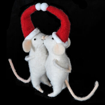 Pair Of Kissing Mice Christmas Decorations, 3 of 3