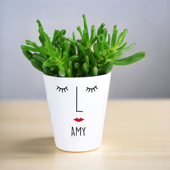 Personalised 'Mrs Face' Ceramic Plant Pot, 2 of 4