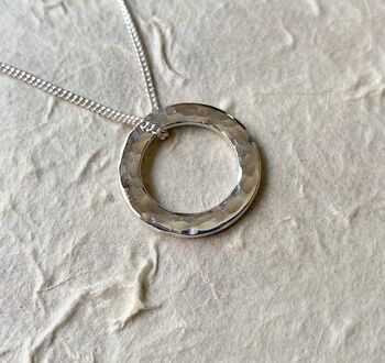 Hammered Circle Pendant And Chain, 3 of 4