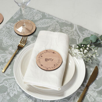 Personalised Wooden Coaster Floral Garland Place Setting, 9 of 10