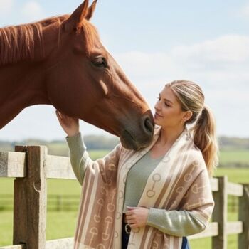 Equestrian Snaffle Bit Print Scarf | Camel And Cream, 8 of 12