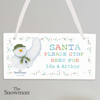 Personalised The Snowman Let It Snow Santa Stop Here Wooden Sign, 2 of 3