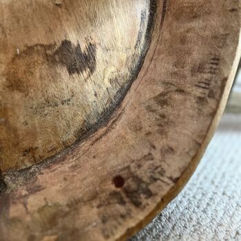 Large Antique Indian Wooden Parat Dough Bowl, 3 of 10