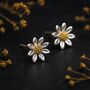 Sterling Silver And Yellow Gold Daisy Flower Stud Earrings, thumbnail 11 of 11