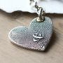 Silver Fingerprint Heart Charm Necklace, thumbnail 2 of 4