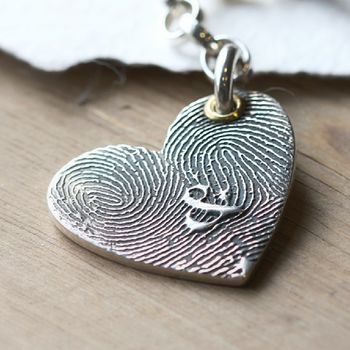 Silver Fingerprint Heart Charm Necklace, 2 of 4