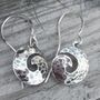 Recycled Silver Swirl Hammered Drop Earrings, thumbnail 1 of 3