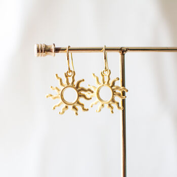 Gold Plated Sun Dangle Earrings, 2 of 9