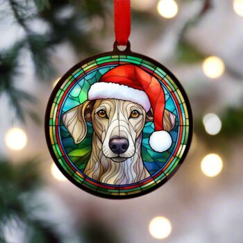 Greyhound In Santa Hat Suncatcher Decoration, 3 of 6