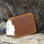 Personalised Zip Around Tan Leather Wallet Rfid Men's, thumbnail 2 of 7