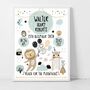 Personalised Keepsake Birth Print Mint Grey Animals, thumbnail 3 of 4